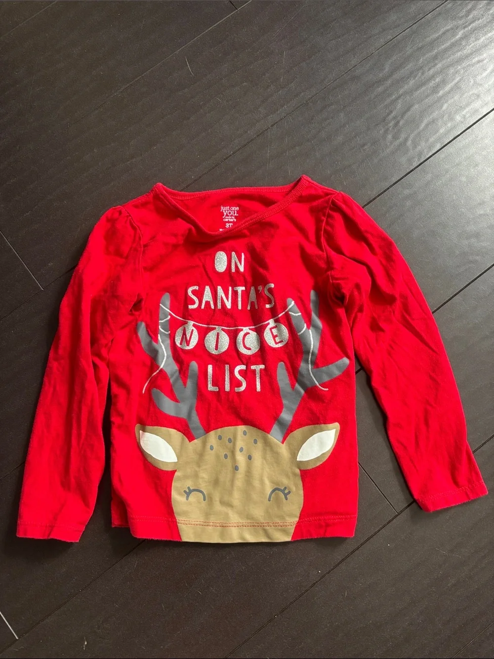 Carter's Red Reindeer Holiday Tee & Mint 'Believe' Long Sleeve Top - Set